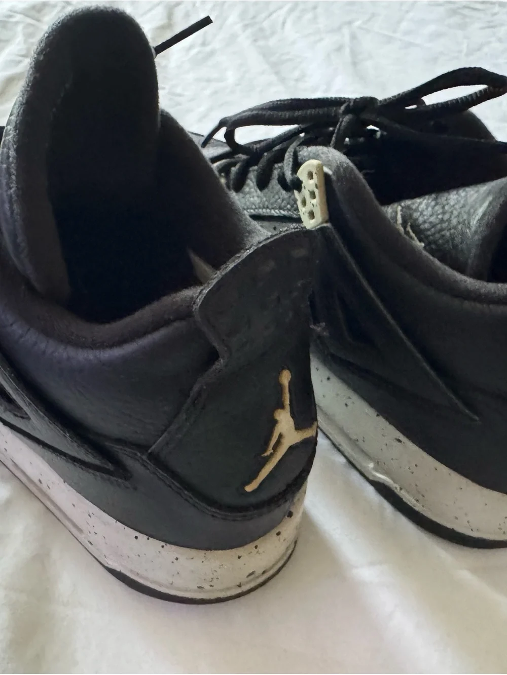 Jordan Men's Youth Black Leather High-Top Sneakers with White Jumpman